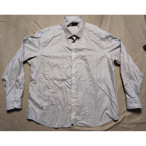 Untuckit Shirt Mens 3XL White Check Long Sleeve‎ Button Up Morando Wrinkle Free - Picture 1 of 8
